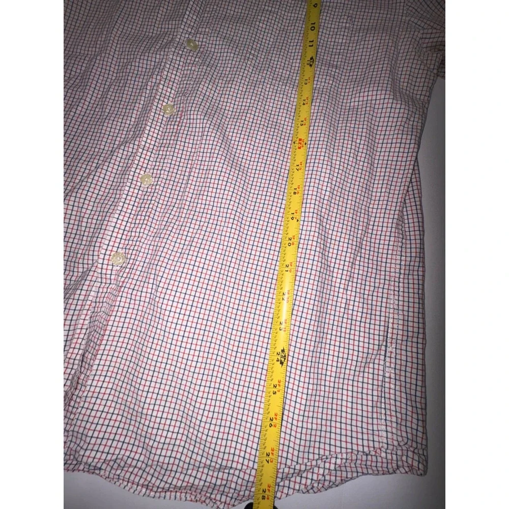 J. Crew Tailored‎ Fit Button Down Shirt Red Blue Check Men's Long Sleeve Cotton